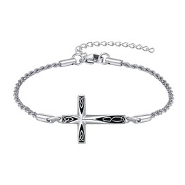 ONEFINITY Cross Bracelet 925 Sterling Silver Celtic Knot Origami Cross Bracelet Jewelry Gifts for Women