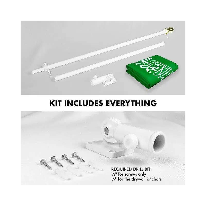 UD_G128 Combo Pack: 6 Feet Tangle Free Spinning Flagpole (White)