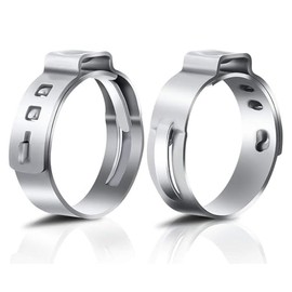 Alcyuh 50Pcs 32.9mm-36.1mm Single Ear Hose Clamp Crimp Clamps, Stainless Steel, Silver