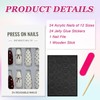 Pack of 24 French Press on Nails Almond, Burgundy Bow