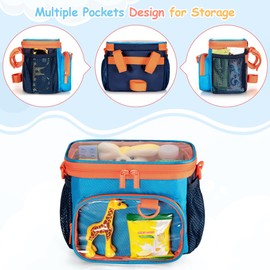 LoDrid Bicycle front Bag, Bike Basket, fit Most Handlebar, Tricycle, Scooter Bag with Shoulder Strap, Blue