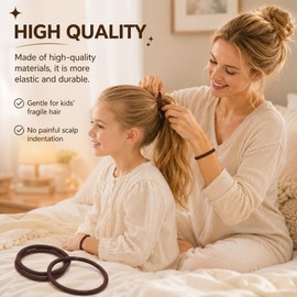 30Pcs Elastic Hair Bobbles, 4mm Strong Elastic Hair Ties for Women, Snag-Free No Metal Soft Hairbands for Thick & Thin Hair - Brown