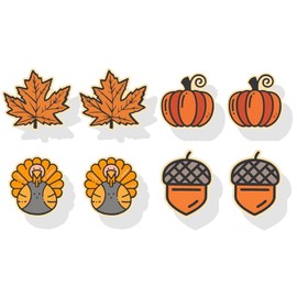 4 Pairs Fall Earrings for Women Thanksgiving Earrings Pumpkin Maple Leaf Autumn Candy Stud Earrings Thanksgiving Jewelry Gifts