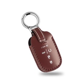 for Honda Leather Key Fob Cover Case Protector Compatible with Honda Accord Civic HR-V CR-V Pilot 2022-up (RED)