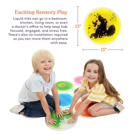 Special Supplies Circle Floor Liquid Tiles for Kids, Set of 9, Colorful Early Learning Activity Mats for Toddlers and Children, Anti-Slip Backing for Active Play, Dance, and Games