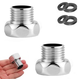 2 PCS Shower Hose Reducer Adaptor, Brass-Plated Connection, Equipped with 4 gaskets for Showerheads and Hoses