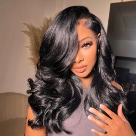 WestKiss 250 Density Body Wave Human Hair Wig Layered Cut Side Part Wig Human Hair 6x8 Lace Front Wigs Glueless Wigs Human Hair Wigs Pre Plucked Pre Cut For Black Women 16 Inch