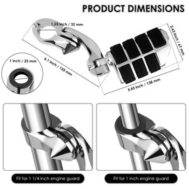 COZYCATS 1-1/4" Motorcycle Highway Pegs for Harley Crash Bars Short Angled Foot Pegs Compatible with Harley Softail Sportster Road Glide with 25mm 32mm Engine Guard