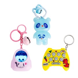 YHFITN Backpack Pendant Keychain set- Night Light Ktten Bag Charm, Pop It Whack-a-Mole Toy Key Chain, Lighting Panda Key Ring for Boys & Girls - Fun Travel Game, Christmas Birthday Gift
