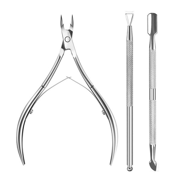 Cuticle Pusher and Cutter Remover - Borogo 23Pcs Double Sided Nail File, Rectangular Nail Buffer, Come with Cuticle Nipper Pedicure Cleaner Tool For Fingernail and Toenail
