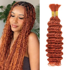 Bafamiya Deep Curly Braiding Human Hair 2 Bundles Per Package 100g 22 Inch Ginger Orange 350 No Weft Deep Curly Human Hair Extensions for Boho Braids