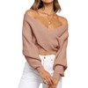 BTFBM Women Casual V Neck Long Sleeve Sweaters Cross Wrap