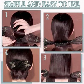 1 Pcs Ball Hair Clips,Flower Hair Bun Roller,Hand Embroidered Flowers Hair Bun Roller Lazy Hair Curler Deft Bun Maker Hair Accessory for Women Girls (1 Pcs Black)