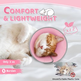 GoGoPaw Cat Cone Collar Soft to Stop Licking, Adjustable, Foldable Lightweight Kitten Cones After Surgery Recovery for Cats & Kittens, Cat Cone Alternative (Solid Pink, L)