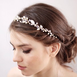 Kercisbeauty Handmade Bridal Bridesmaids Double Chain Headband Vine Spring Headband Headpiece Hair Vine Bridal Accessories Super Flash Party Accessori