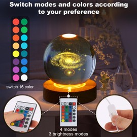 youglatt Galaxy Night Light with Remote Control, 3D Crystal Ball Lamp, 16 Color Changing LED Desk Decor, Unique Gifts for Girls Boys Teens Astronomy Enthusiasts, Space Theme Bedroom Office Decoration
