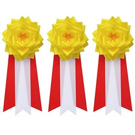 Chest Ribbon Rose, Medium Size, 3 Piece Set, Yellow