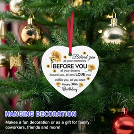 Happy 30th Birthday Gifts Inspirational 30 Years Old Birthday Gifts for Women Men Ceramic Ornament Turning 30 Gifts for Coworker Friends Daughter Son Sister 30 Birthday Decorations Christmas Ornaments
