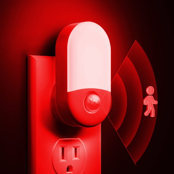 L LOHAS LED Red Night Light Plug in, Motion Sensor