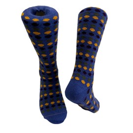 Tey-Art Alpaca Wool Designer Socks are Cozy, Warm & Colorful - Polka Dot Blue Large