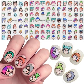 Nail Art Stickers Cartoon Cute Bubble Blowing Girl Manicure Decals Kawaii Funny Style Summer Accessories Self-Adhesive for Women Girls Nail Art Decoration