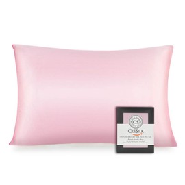 OLESILK 100% Mulberry Silk Toddler Pillowcase for Hair and Skin, Both Sides 19 Momme Pure Natural Silk Travel Pillow Cases with Hidden Zipper, 13"x 18", Pink