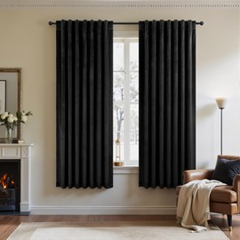 Black Out Velvet Room Darkening Curtains 63 Inch Length for Living Dining 2 Panels Heavy Privacy Energy Smart Insulating Summer Heat Winter Curtain for Kitchen Door Doorway Master Bedroom Guest Office