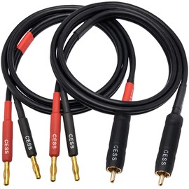 CESS-152-3f Banana Plug to RCA Cable, Phono Banana Speaker Cable, 2 Channels (12AWG 3 Feet)