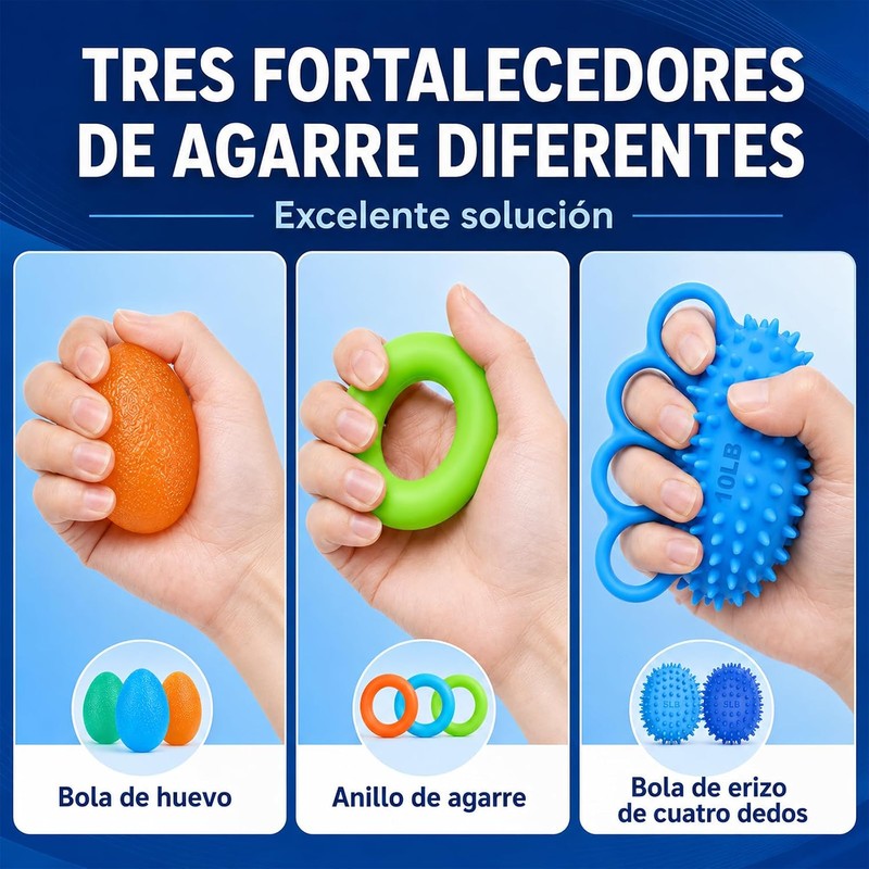 9 Pcs Ejercitador de Agarre, Ejercitador de Mano