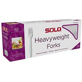 SOLO Cup Company Heavyweight Plastic Cutlery, Forks, Standard, White