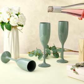LemonRoad 30 Pcs Sage Green Champagne Flutes Bulk Sage Green Acrylic Toasting Drinking Flute Goblet 6 oz Plastic Wine Glasses for Birthday Bachelorette Anniversary Wedding Bridal Shower Party