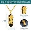 YueYuan St Christopher Necklace 925 Sterling Silver Religious Necklace Onyx