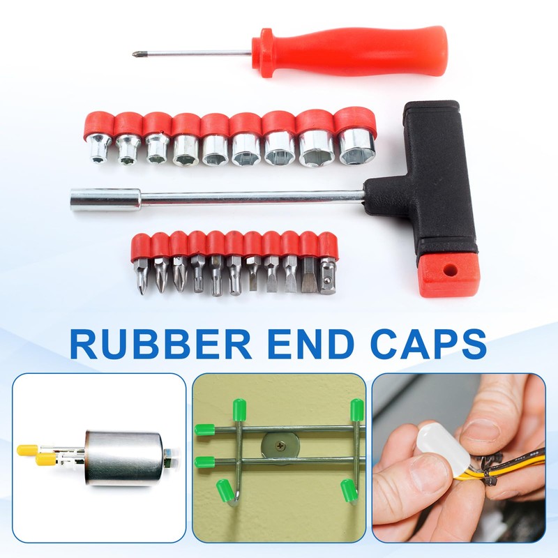 sourcing map 100pcs Round Rubber End Caps 2mm ID Bolt