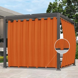 Easy-Going Outdoor Curtains Waterproof Windproof Weatherproof Curtain for Patio, Cabana, Porch, Pergola and Gazebo, Grommet Top and Tab Bottom Drape, 1panel, 150x96 inch, Orange