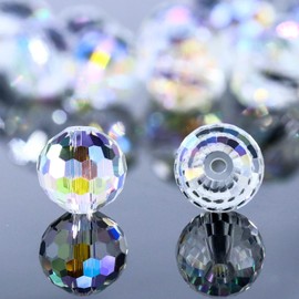 Dowarm 10MM Round Crystal Beads for Jewelry Making, Crystal Paradise Faceted Crystal Glass Beads for Crafts Bracelet Wind Chimes Suncatcher, #5003 Rondelle Spacer Beads, Loose Gemstones, 50PCS