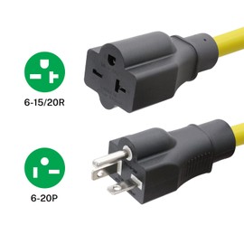 FIRMERST 250V NEMA 6-20P Extension Cord 20 Amp NEMA6-20R T-Blade Plug 6 Feet