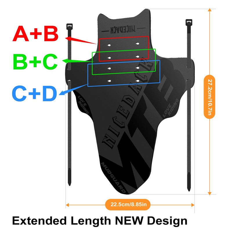 NICEDACK Mudguards Mountain Bike, 2 Pieces Mudguard Fit 20-29 Inch