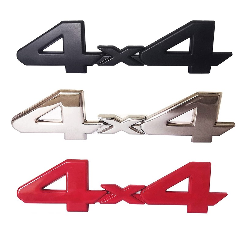 2Pcs 4x4 Emblems Badge 3D Metal Chrome Logo Side Trunk