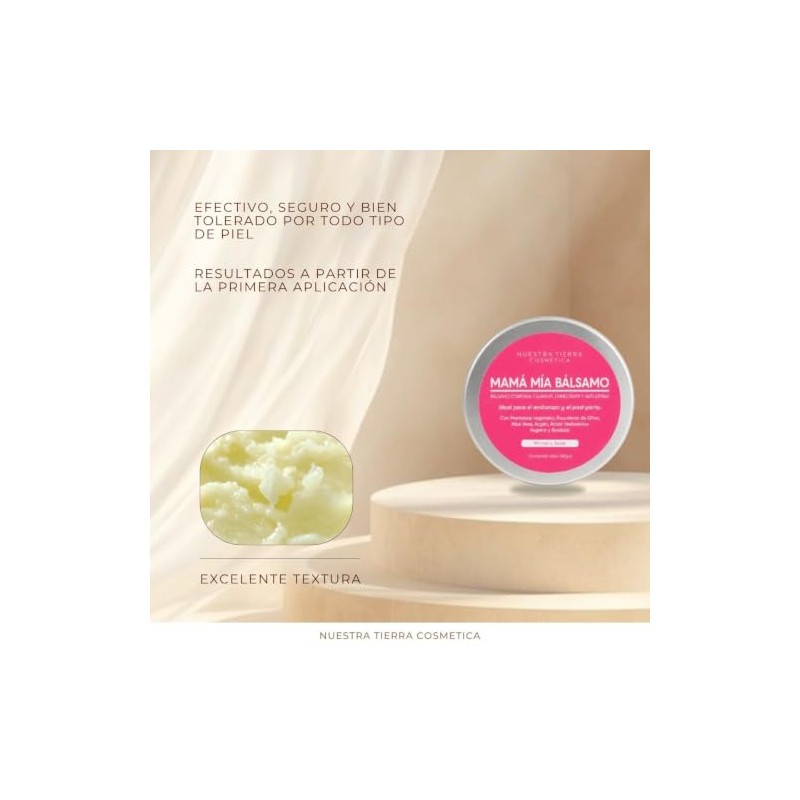 Nuestra Tierra Cosmética Mamá Mía Bálsamo Corporal, Calmante, Humectante, Anti-Estrías,