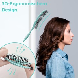 Haarbürste ohne Ziepen, Entwirrbürste auch für Locken & Lange Haare Locken Bürste Detangler für Damen -Bürste -Spiralfeder Haarbürsten Hair Brush (Grün)