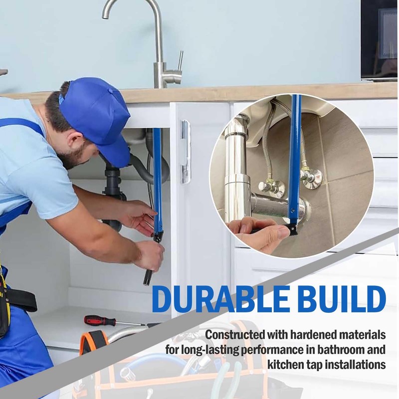 Adjustable Basin Wrench Set, 8-14mm Socket Sizes, Tap Installation Tool