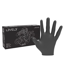 Level 3 Nitrile Gloves - Professional Heavy Duty Disposable Gloves - Latex Free - Fits Snug - Box of 100