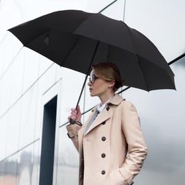 Doubwell Inverted Umbrella 54 inch Large Windproof Umbrellas Auto Open And Close Compact Umbrella Reverse Umbrella, Folding Umbrella for Women Men, Travel Foldable Umbrella Oversize Cover (Black)