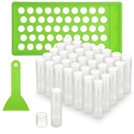 120Pcs Lip Balm Tubes with 50-Hole Filling Tray & Spatula, 5ml Empty Lipstick Tube Containers, BPA-Free DIY Kit for Homemade Cosmetics (Clear Tubes, Green Tray)