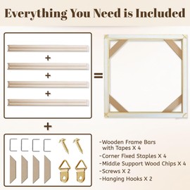 Canvas Stretcher Bars 4PCS Frame Kit, 32 Inches DIY Free Wood Stretcher Bars for Home and Office, Gallery Wrap Wall Arts Handicraft Supply for Oil Painting, Poster, Picture & Paint by Numbers