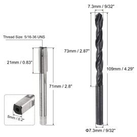 uxcell Tap and Drill Bit Set, 5/16-36 UNS Thread Tap & 9/32" Black Oxide Twist Drill Bit, Straight Flute Tap Tapping Threading Repair Tool Kit