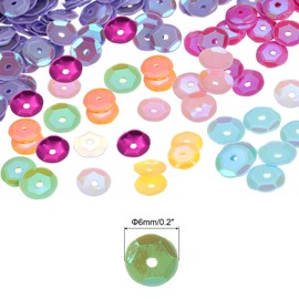 sourcing map Loose Sequins 6MM Iridescent Sequins 6000Pcs Cup Sequins Embroidery Sequins for Jewelry Making Crafts Sewing,10 Colors