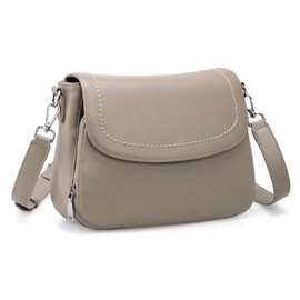 befen Real Leather Crossbody Purse for Women, Anti-Theft Womens Medium Size Saddle Purses Handbags Bag with Built in RFID Blocking Wallet Taupe