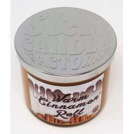 S&M Candle Factory Warm Cinnamon Roll Candle 3 Wick Scented Soy Wax 14.5 Ounce Candle ~ 80 Hour Burn Time ~ Aromatherapy Soy Candles ~ Made in USA (Warm Cinnamon Roll)
