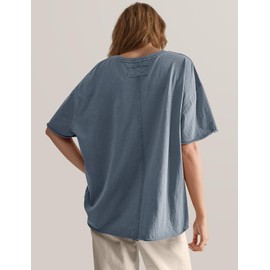 TARSE Boxy Tee Shirts for Women Short Sleeve Cotton Oversized Comfy Tshirts Casual Top